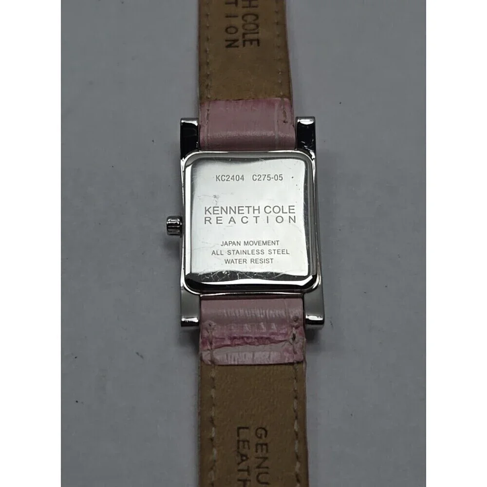 Kenneth Cole Reaction KC2404 Ladies XS Tank Watch Pink Leather Strap New Battery